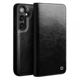 Qialino Samsung Galaxy S25 Plus Kotelo Aitoa Nahkaa Musta