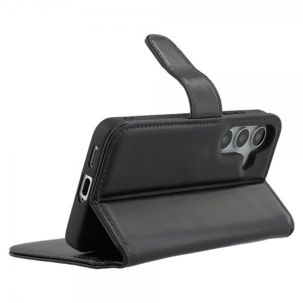 Nordic Covers Samsung Galaxy S24 Plus/Galaxy S25 Plus Essential Leather Raven Black -kotelo