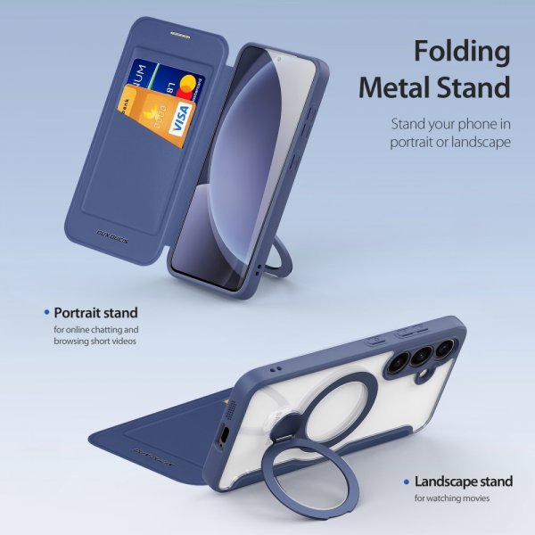 Dux Ducis Samsung Galaxy S25 Plus -kotelo Skin X Pro Series Kickstand MagSafe sininen
