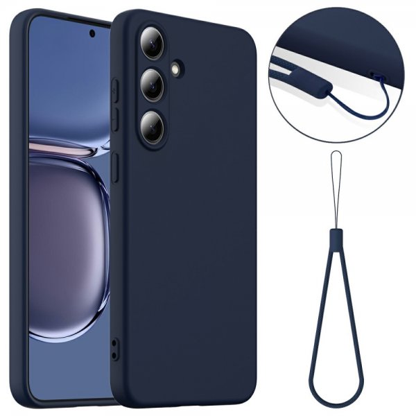 Samsung Galaxy S25 Plus -kuori hihnalla, silikoni, MagSafe, tummansininen