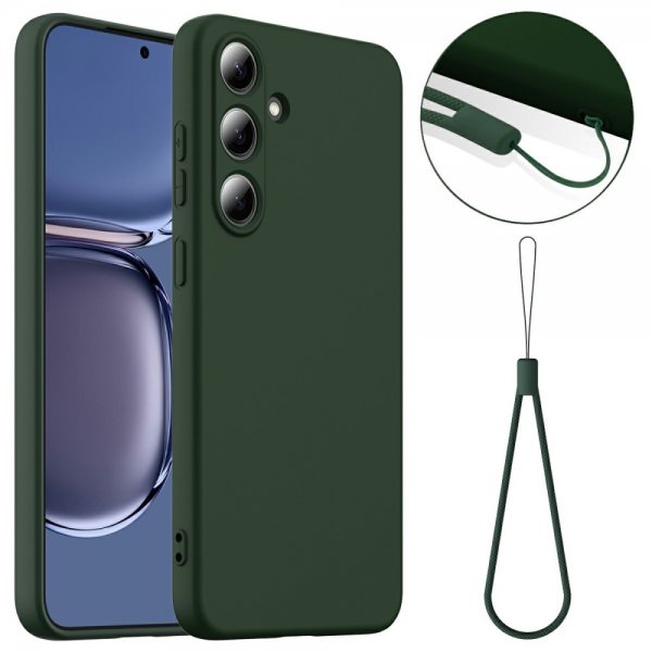 Samsung Galaxy S25 Plus -kuori silikonihihnalla MagSafe Tummanvihreä