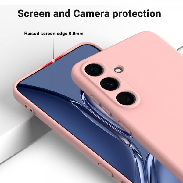 Samsung Galaxy S25 Plus -kuori, jossa hihna, silikonia, pinkki
