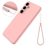Samsung Galaxy S25 Plus -kuori, jossa hihna, silikonia, pinkki