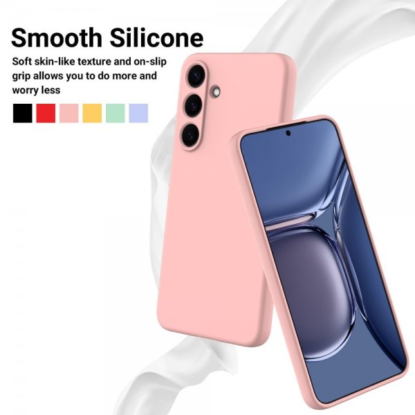 Samsung Galaxy S25 Plus -kuori, jossa hihna, silikonia, pinkki