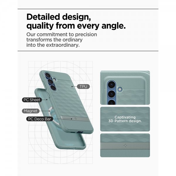 Spigen Samsung Galaxy S25 Plus -suojakuori Parallax MagFit Sage Green