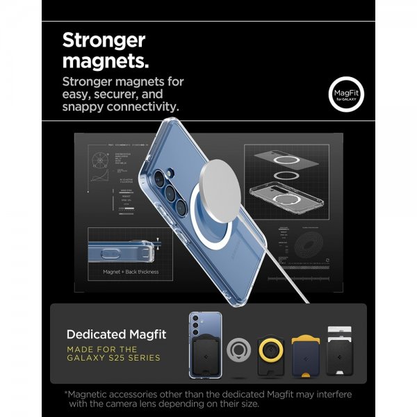 Spigen Samsung Galaxy S25 Plus Ultra Hybrid MagFit kirkas valkoinen kuori