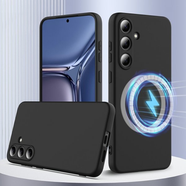 Samsung Galaxy S25 Kuori Hihnalla Silikoni MagSafe Musta