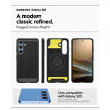 Spigen Samsung Galaxy S25 -suojakuori Rugged Armor MagFit Matte Black