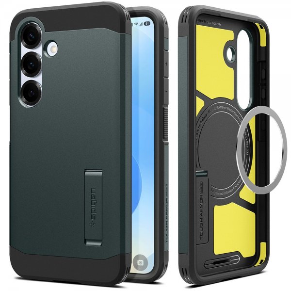 Spigen Samsung Galaxy S25 -suojakuori Tough Armor MagFit Abyss Green