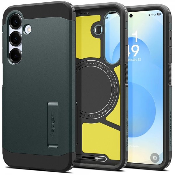 Spigen Samsung Galaxy S25 -suojakuori Tough Armor MagFit Abyss Green