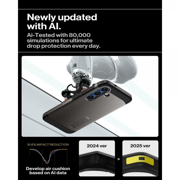 Spigen Samsung Galaxy S25 -suojakuori Tough Armor MagFit Gunmetal
