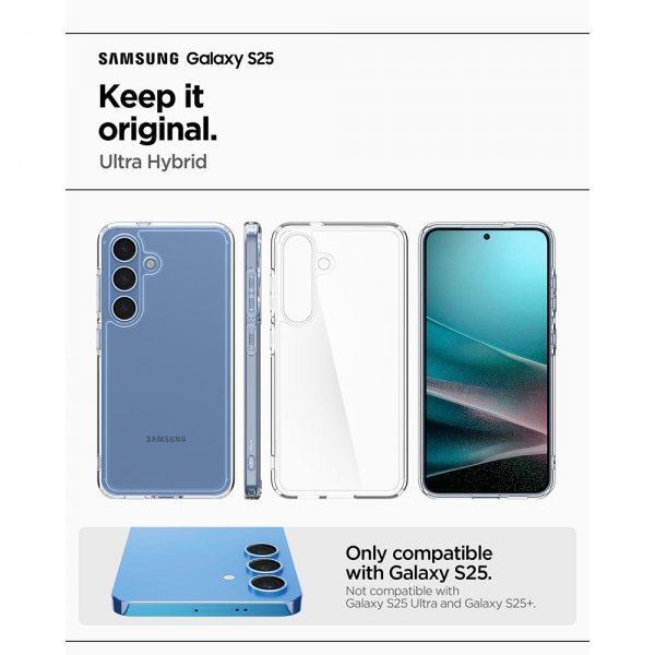 Spigen Samsung Galaxy S25 -kuori Ultra Hybrid Crystal Clear