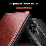 Qialino Samsung Galaxy S25 Ultra -kotelo, aitoa nahkaa, musta