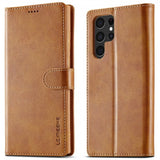 Lc.Imeeke Samsung Galaxy S25 Ultra Kotelo Korttipaikalla, Jalustatoiminnolla, Vaaleanruskea