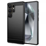 Samsung Galaxy S25 Ultra Kuori Harjattu hiilikuitukuvio Musta