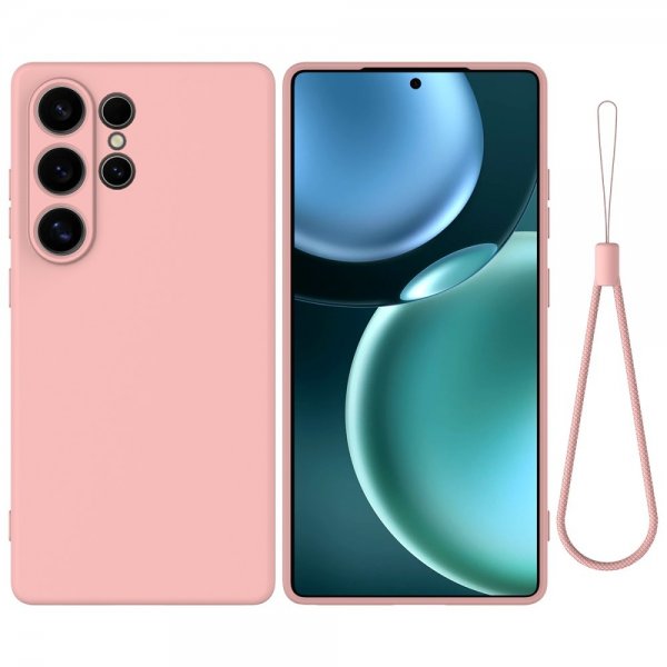 Samsung Galaxy S25 Ultra Kuori hihnalla Silikoni Vaaleanpunainen