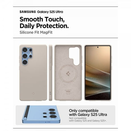 Spigen Samsung Galaxy S25 Ultra Kuori Silicone Fit MagFit Natural Titanium