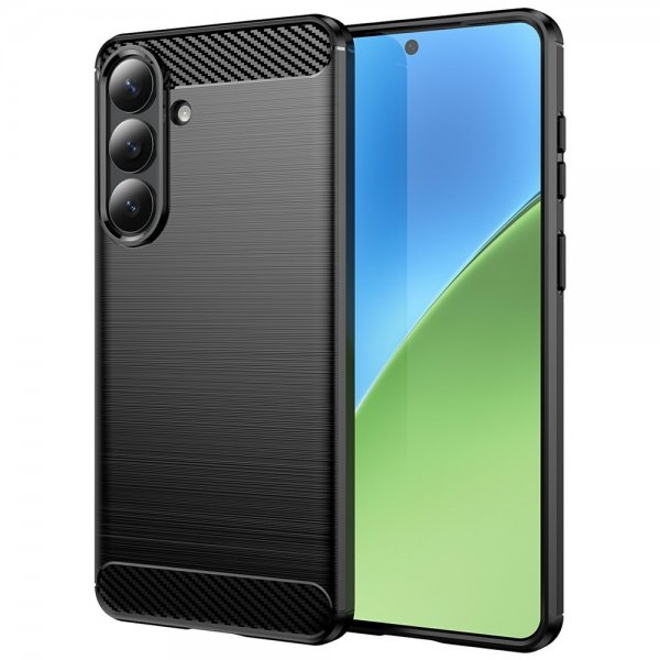 Samsung Galaxy S26 Kuori Harjattu Hiilikuitukuvio Musta