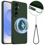 Samsung Galaxy S26 Plus -suojakuori hihnalla, silikoni, MagSafe, tummanvihreä