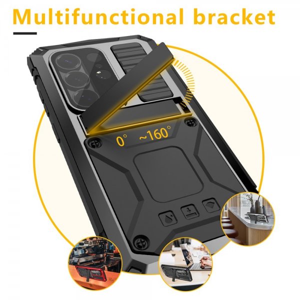R-JUST Samsung Galaxy S26 -iskunkestävä metallikuori, musta