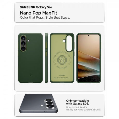 Spigen Samsung Galaxy S26 -suojakuori Nano Pop MagFit Avo Green