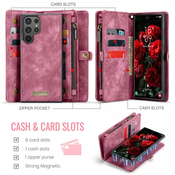 CaseMe Samsung Galaxy S26 Ultra -suojakotelo, 008-sarja, irrotettava kuori, punainen
