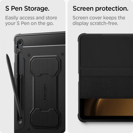 Spigen Samsung Galaxy Tab S9 FE Kotelo Rugged Armor Pro, musta