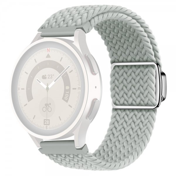 Samsung Galaxy Watch 20mm Ranneke Punottu Nylon Vaaleanharmaa