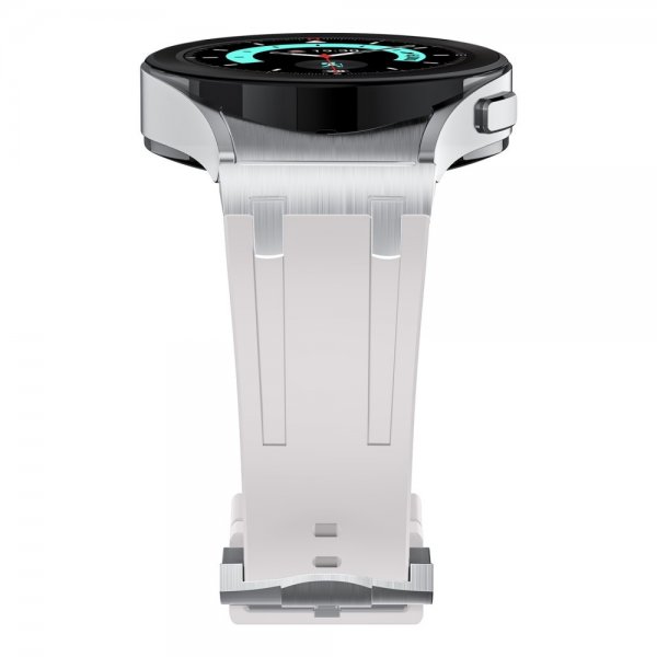 Samsung Galaxy Watch 20mm silikoniranneke, hopeasolki, beige