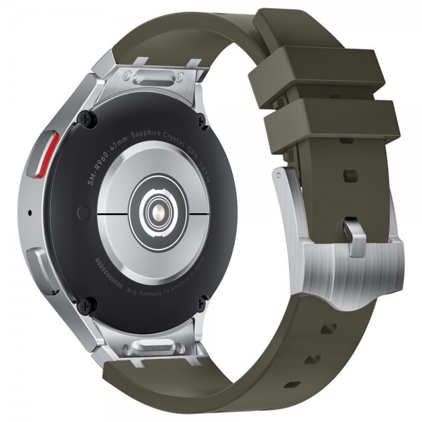 Samsung Galaxy Watch 20 mm Silikoniranneke hopeansoljella, vihreä