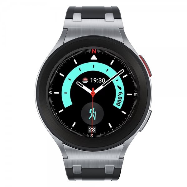 Samsung Galaxy Watch 20mm Silikoniranneke Hopeasolki Musta