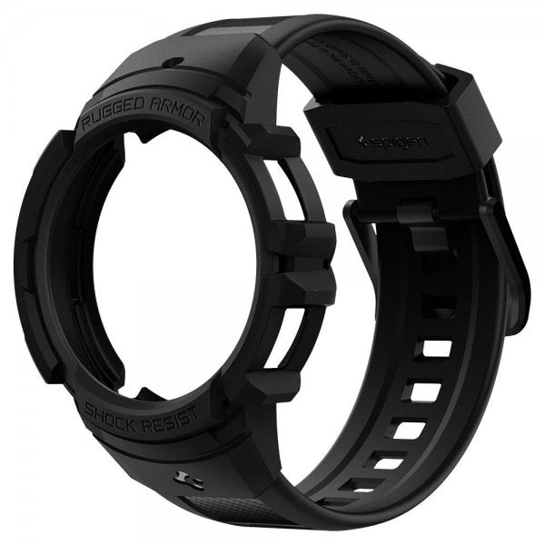 Spigen Samsung Galaxy Watch 4/5 40mm -kuori ja ranneke Rugged Armor Pro Charcoal Gray