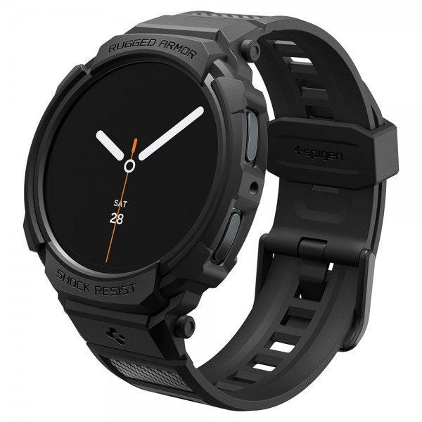 Spigen Samsung Galaxy Watch 8 40mm Ranneke ja Suojakuori Rugged Armor Pro Matte Black