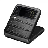 Qialino Samsung Galaxy Z Flip 4 -suojakuori, krokotiilikuvio, musta
