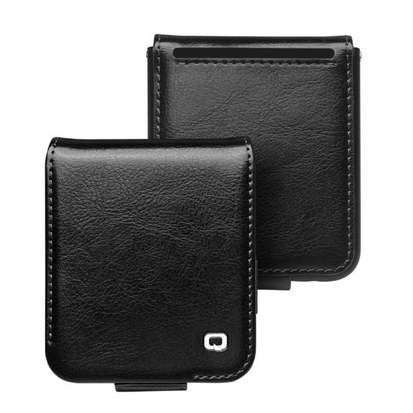 Qialino Samsung Galaxy Z Flip 5 Kotelo Aitoa Nahkaa Musta