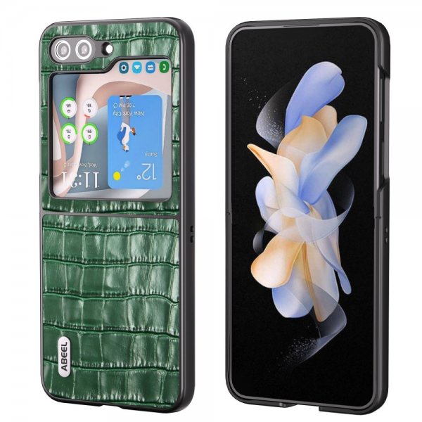 ABEEL Samsung Galaxy Z Flip 5 Kuori Krokotiilikuosi Vihreä