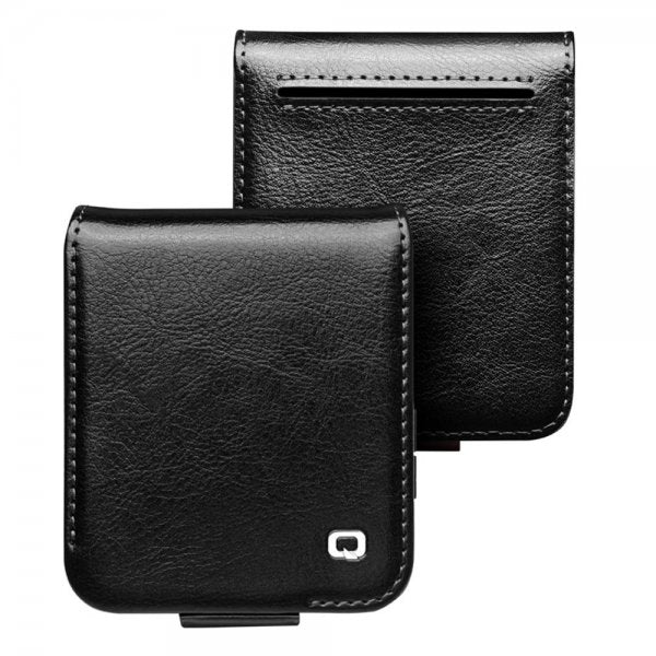 Qialino Samsung Galaxy Z Flip 6/Flip 7 FE Nahkakotelo Läpällä, Musta