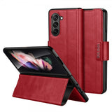 Sulada Samsung Galaxy Z Fold 5 -kuori, jossa jalustatoiminto, punainen