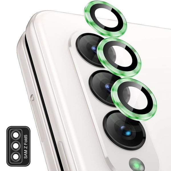 Enkay Samsung Galaxy Z Fold 5 -kamerasuojus karkaistusta lasista ja alumiinista, vihreä