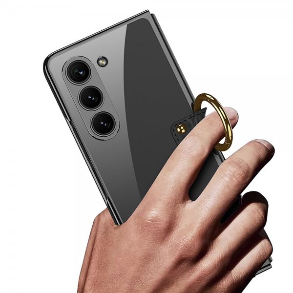 GKK Samsung Galaxy Z Fold 5 -kuori sormirenkaalla, hopea