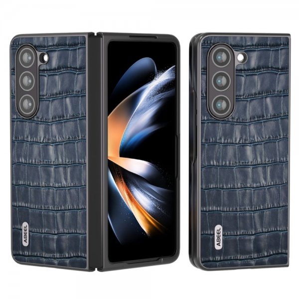 ABEEL Samsung Galaxy Z Fold 5 Kuori Krokotiilikuosi Sininen
