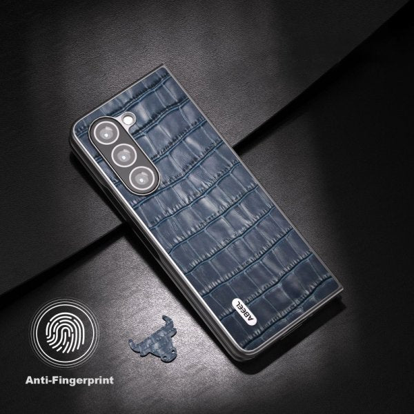ABEEL Samsung Galaxy Z Fold 5 Kuori Krokotiilikuosi Sininen
