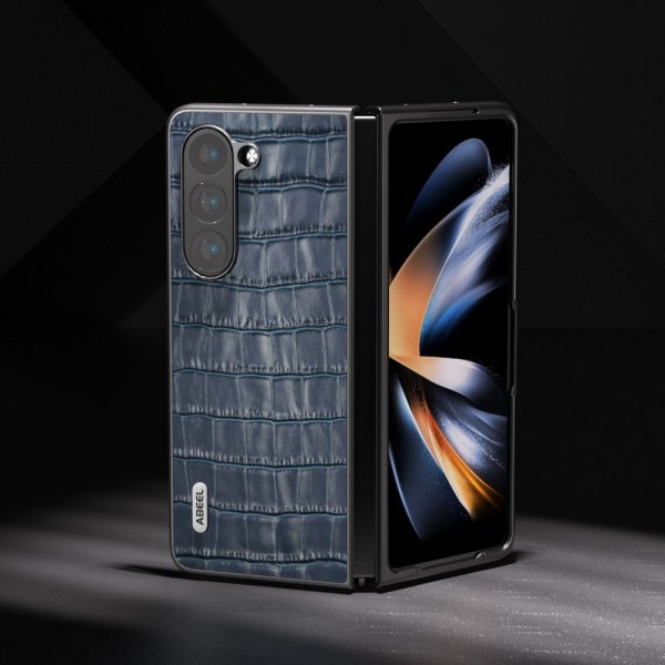 ABEEL Samsung Galaxy Z Fold 5 Kuori Krokotiilikuosi Sininen
