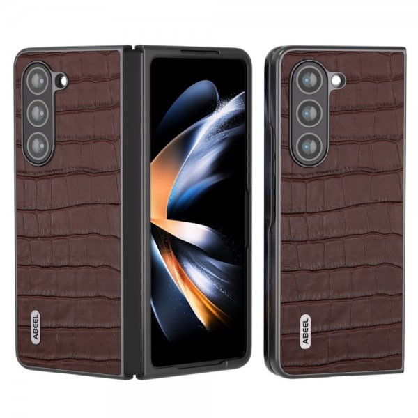 ABEEL Samsung Galaxy Z Fold 5 Kuori Krokotiilikuosi Ruskea