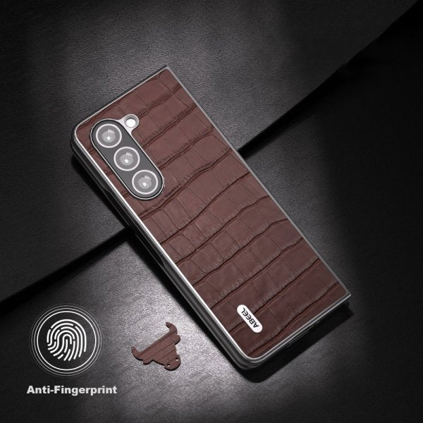 ABEEL Samsung Galaxy Z Fold 5 Kuori Krokotiilikuosi Ruskea