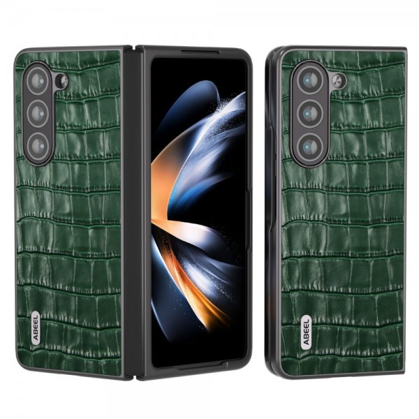 ABEEL Samsung Galaxy Z Fold 5 Kuori Krokotiilikuosi Vihreä