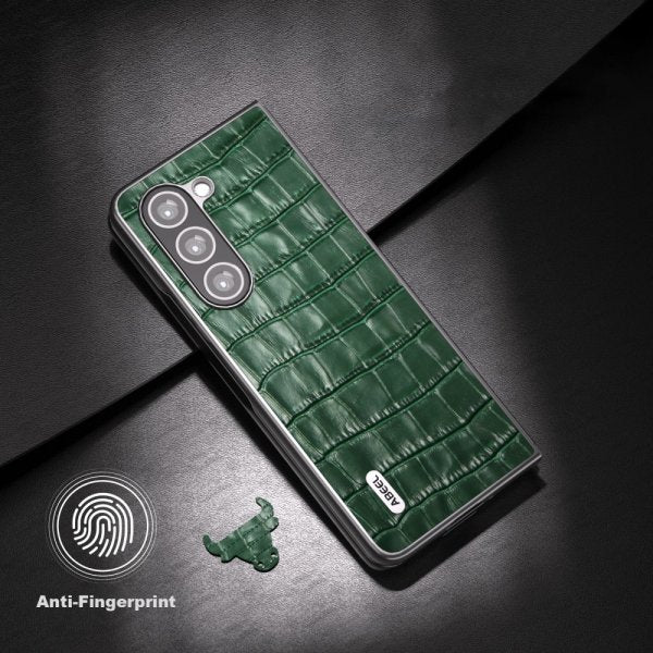 ABEEL Samsung Galaxy Z Fold 5 Kuori Krokotiilikuosi Vihreä