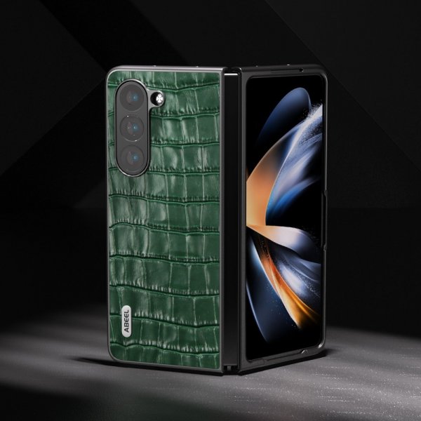 ABEEL Samsung Galaxy Z Fold 5 Kuori Krokotiilikuosi Vihreä