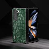 ABEEL Samsung Galaxy Z Fold 5 Kuori Krokotiilikuosi Vihreä
