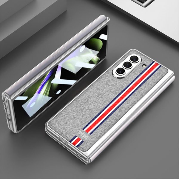 GKK Samsung Galaxy Z Fold 5 -kuori, Stripe, harmaa